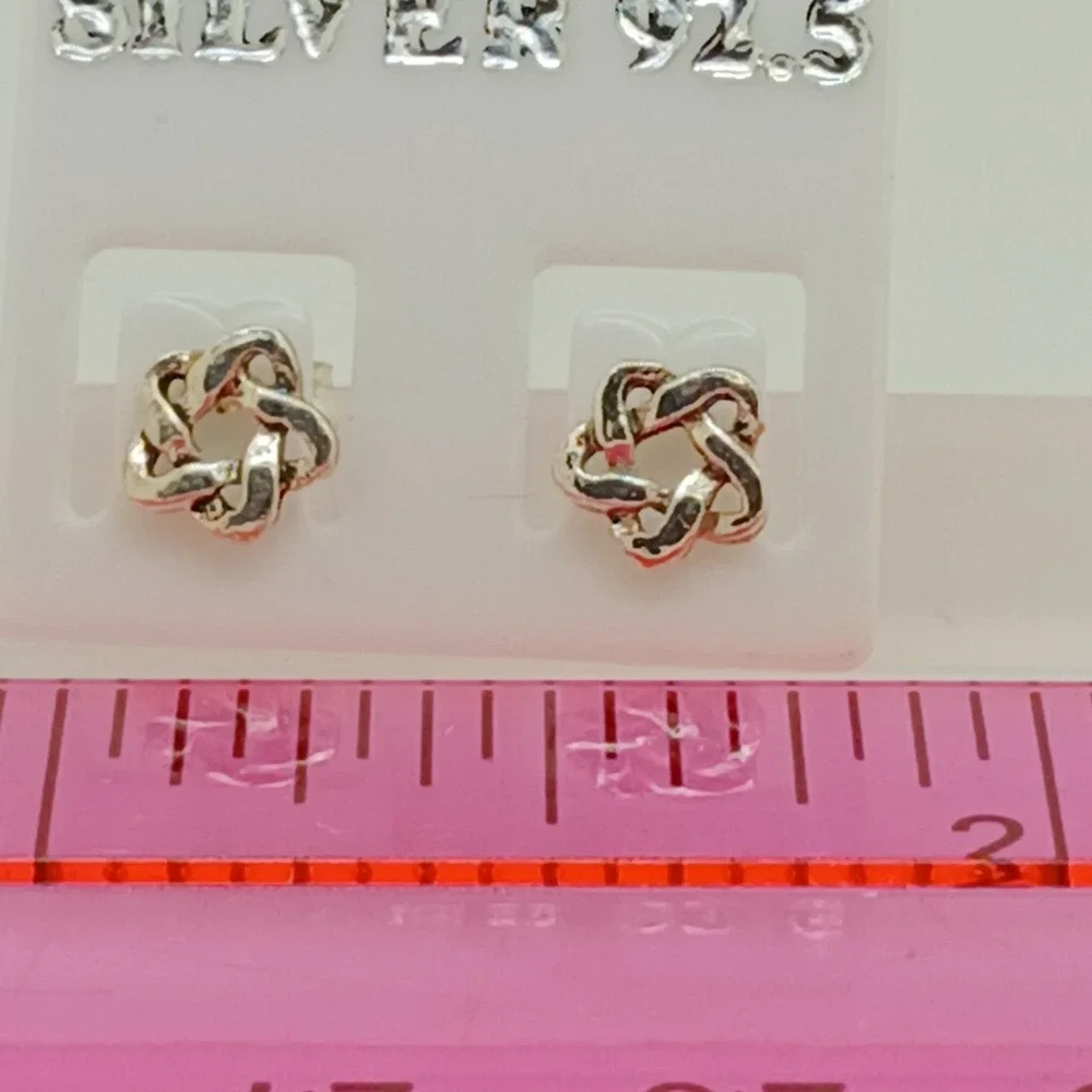 Sterling Silver 925 Celtic Knot Star Stud Earrings Interwoven Geometric Vintage - Picture 4 of 16